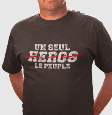 T-Shirt Homme gris souris personalisé "UN SEUL HEROS LE PEUPLE"