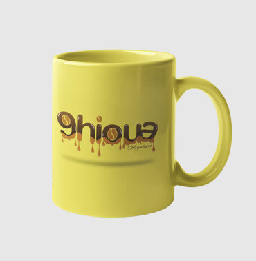 mug jaune personnalisé "k'hioua"