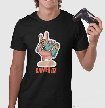 T-shirt Homme noir personnalisé "gamer dz".Monalgeria