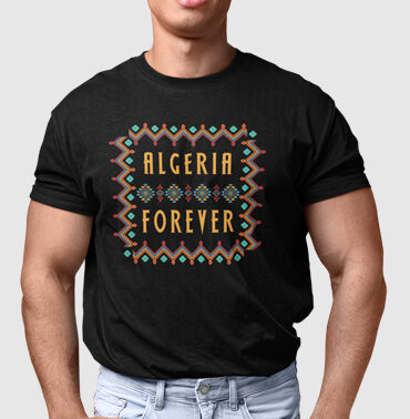 T-shirt Homme noir peronnalisé "algeria forever".Monalgeria